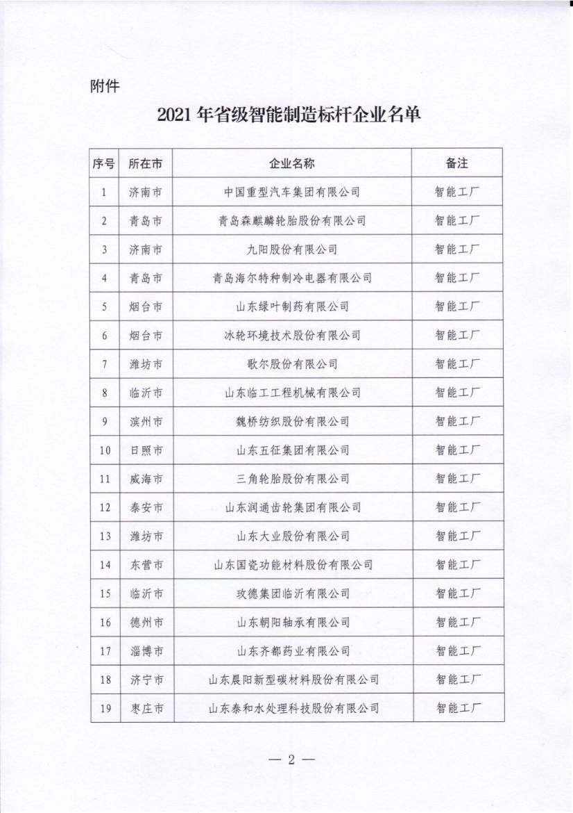 山東省智能制造標(biāo)桿企業(yè) 山東省智能制造標(biāo)桿企業(yè)